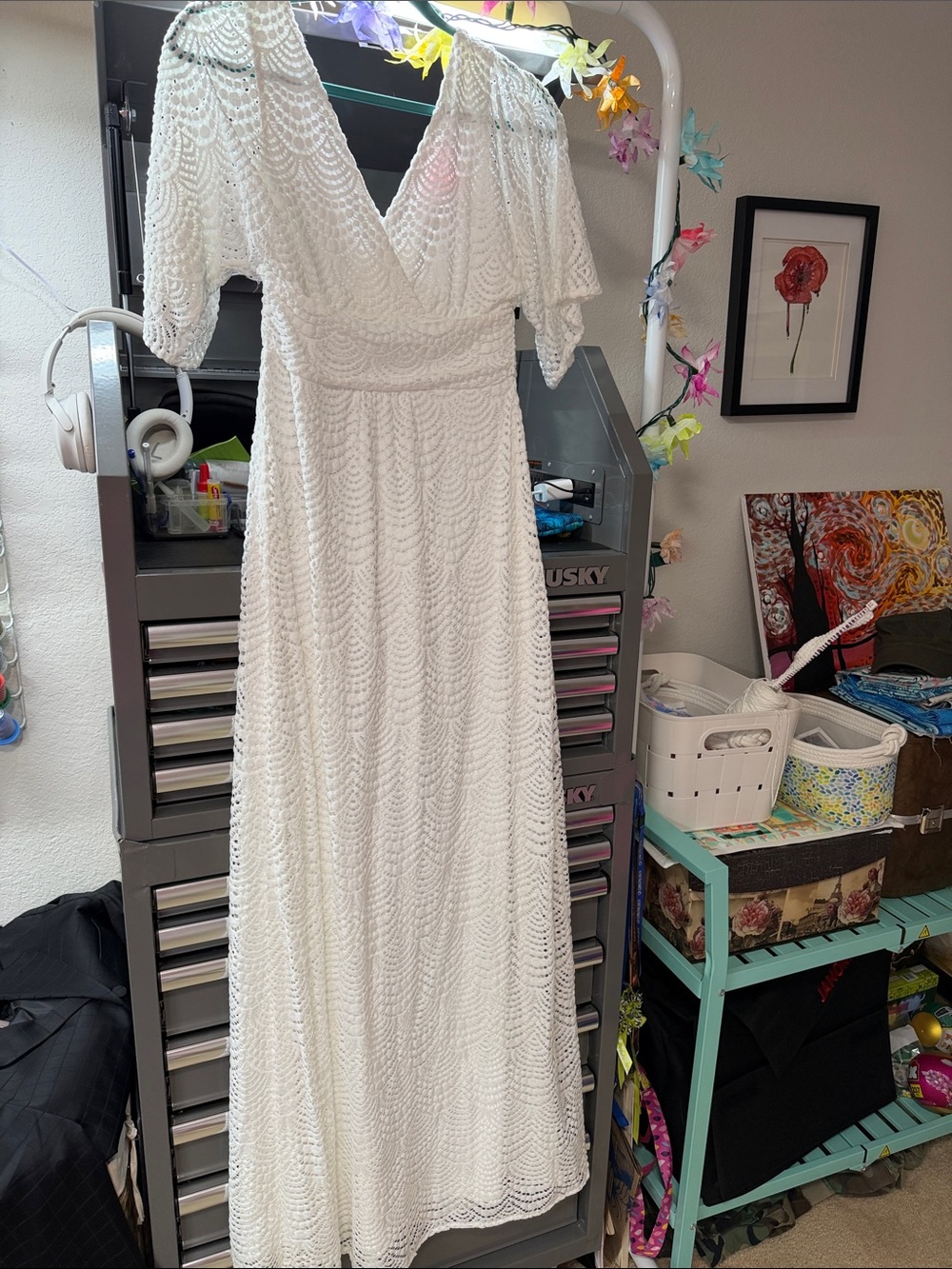 Lilly Pulitzer White Lace Maxi Dress with V-Neck